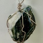 Hand Crafted Sterling Silver Wire Wrapped Moss Agate Stone Pendant Necklace Green Photo 1