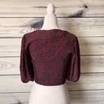ZARA Red & Black Floral Puff Sleeve Sweetheart Crop Top Photo 7