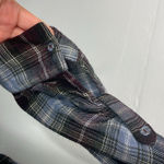 Motherhood  Maternity Plaid Tunic Roll Tap Sleeves V cross string tie  Size Large Photo 5