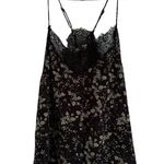 NWT Reset by Jane Satin Samantha Black Lace Floral Print Cami Tank Top Large Photo 3