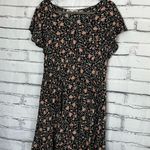 Wallflower Black Orange Floral Mini Dress L Cottagecore Boho Ruffle Sleeve Y2K Size L Photo 7