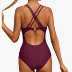 Charmo Tummy Control One Piece Swimsuits for Women Ruched Bathing Suits Strappy V Neck Size XS Photo 1