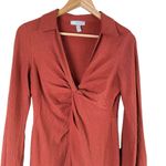 ASOS DESIGN V-Neck Twist Front Long Sleeve Midi Dress in Rust, Size 8 Photo 1