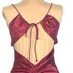 Stunning VTG Burgundy Glam Old Hollywood Satin Formal Gown 7/8 Back Tie Straps Red Size undefined Photo 5