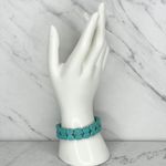 Faux Turquoise Hourglass Bone Shape Beaded Stretch Bracelet Photo 1
