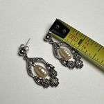 Avon Silver Tone Faux Pearl Flower Rhinestone Pierced Dangle Drop Earrings Photo 3