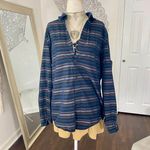 Perry Ellis  Early 2000's Navy Blue Striped Soft Grunge Button Up Blouse M Photo 3