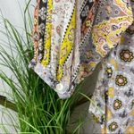 Anthropologie Fig & Flower Print Button 1/2 length Sleeve Blouse Top S Small Photo 2