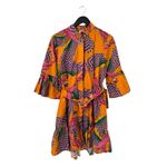 Farm Rio Farm‎ Rio Large Macaw Print Poplin Belted Mini Dress Orange Mutli Boho Colorful Photo 3