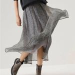 Brunello Cucinelli Paisley Print Silk Midi Skirt Grey Asymmetrical Chiffon Photo 8