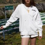 Playboy X Pacsun Camper Oversized Hoodie Full Zip Jacket White Flower Medium Photo 1