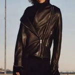 ZARA Black Genuine Leather Biker Jacket with Asymmetrical Zipper Size XS / S Photo 1
