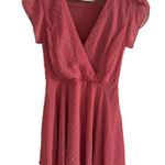 Altar'd State  Rose Swiss Dot Ruffled Wrap Look V Neck Short Sleeve Dress Small Photo 4