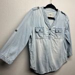 DAL Sun Washed Western Cottagecore Cowgirl Cotton Womens Henley Shirt Size Large Photo 4