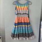 Eshakti  Multicolor Striped Sleeveless‎ Fit & Flare Midi Dress Photo 3