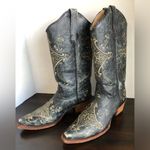 Circle G  By Corral Women's Black Crackle / Bone Embroidery Boots Size 9 Photo 3