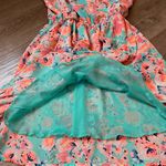 Lush Clothing Lush faux wrap mini dress spaghetti straps teal orange floral women’s size Small Photo 7