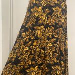 Jones New York Vintage 90s Black & Gold Yellow Maxi Floral Skirt Photo 5