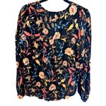 Mossimo Supply Co Black Floral Faux Wrap Blouse M Long Sleeve Boho Top Photo 1