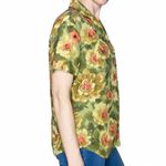 Casual Corner Vintage Green & Orange Floral Silk Button Down Shirt Photo 4