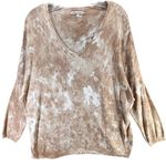 Tempo Paris Sweater Womens S/M Cream Brown Natural Tie Dye Relaxed Boho Chic Photo 1