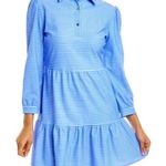 JUDE CONNALLY Thin Stripe Henley dress blue casual preppy $218 classic fall White Photo 0