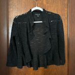 Vintage Y2K Ruffle Front Lace Cropped Shawl Black Photo 1