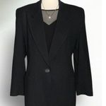 Vintage ILGWU JH Collectibles Black Wool 1 Button Blazer Pockets Shoulder Pads 8 Photo 0
