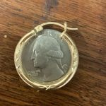 10k Yellow Gold Textured Diamond Cut Hoops Photo 7