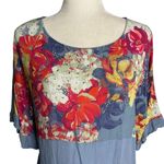 Diane Gilman DG2  Dolman Sleeve T Shirt Blouse XS Blue Floral Short Sleeve HSN Photo 1