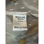 Misslook white daisy print chiffon long sleeve peasant blouse S Photo 8
