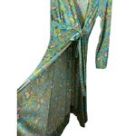 Vintage Sears Maxi Wrap Dress Green Paisley Floral Long Sleeve Boho Bohemian Size XS Photo 4