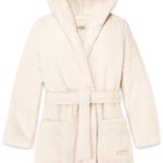 UGG  Aarti plush faux shearling hooded robe with belt cream size large Photo 1