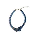 Chico's Chico’s Seed Bead Braided Necklace/Choker – Blue Hues, Silver-Tone Clasp Photo 5