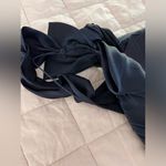 Rickie Freeman Teri Jon Navy Ruffle Tiered Formal Gown w/ Rosette Bow Strap Photo 5