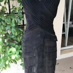 Sangria  Black Fitted Sheath Dress Sleeveless V-Neck Form Fit Tiered Cocktail 8 Photo 1