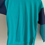 Vintage 90's teal colorblock striped crewneck relaxed fit tee Blue Photo 3