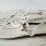 Coach Jeri Solid Chalk Leather Thong Sandal Logo Accent - US 6.5 Photo 6