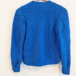 Handmade Handknit Cardigan Women Blue Button Up Crocheted Cottagecore Cute Grannycore Med Photo 4