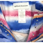 Alfred Dunner Womens Top Size M Blue Pink Striped Watercolor Print Rhinestones Size M Photo 6