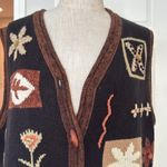 Vintage 90a fall floral embroidered sweater vest Black Size XL Photo 5
