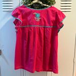 J. Marie embroidered Zuri top in dark pink with turquoise embroidery Sz M Blue Size M Photo 2