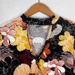 Current Project Black Floral Choker Cut Out Faux Wrap Fitted Top Size Small Photo 2