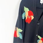 CAbi Coming Up Roses Black V-Neck Drop Shoulder Button Cardigan 4465 Size Small Photo 6