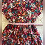 VINTAGE 70s Samuel Floral Boho Midi Dress – Cottagecore dagger collar Tropical Green Size M Photo 7