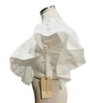 Sunday in Brooklyn  One Shoulder Ruffle Blouse White Fits Like A Small Photo 2