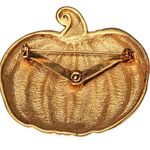 Gold Tone Pumpkin Fall Autumn Halloween Unsigned Vtg 2" Photo 1