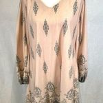 Reborn J Reborn long sleeve light pink and gray print dress size small Photo 0