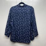 Foxcroft  Bird Print Women's Button Front Navy Blue Shirt Size XXL 3/4 Sleeve Photo 5
