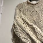 Vintage Irish Wool Sz: L Pullover Cable Knit Oatmeal Chucky Winter Sweater. Size L Photo 7